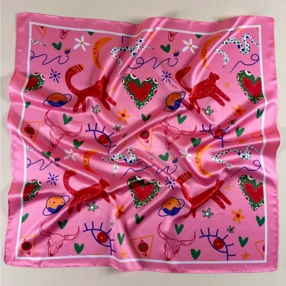 Colorful Pink Scarf with Fun Patterns N1113